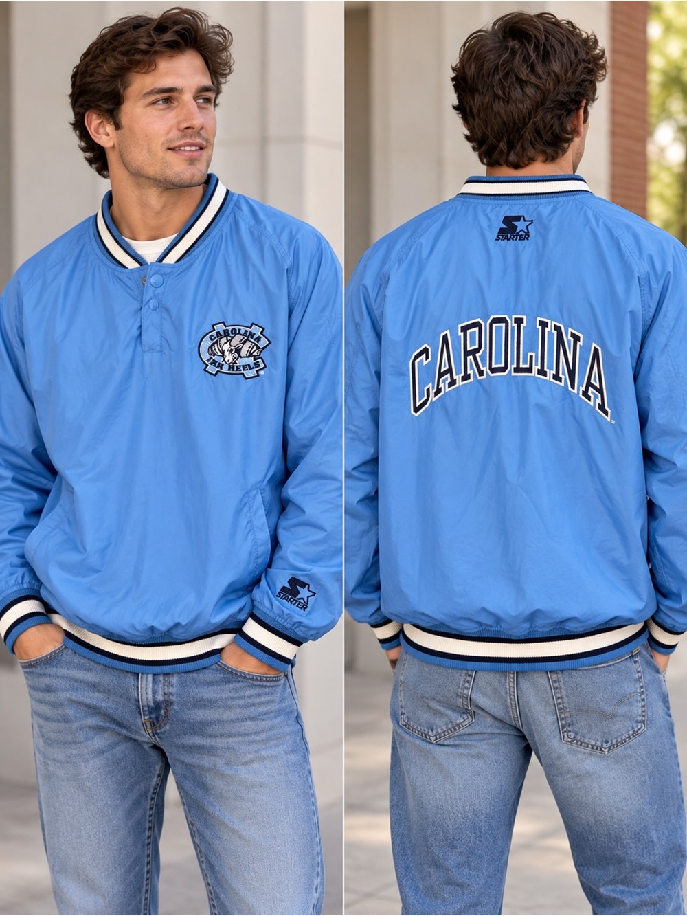 North Carolina Tar Heels Men's
Starter Jacket Sz XL Pullover